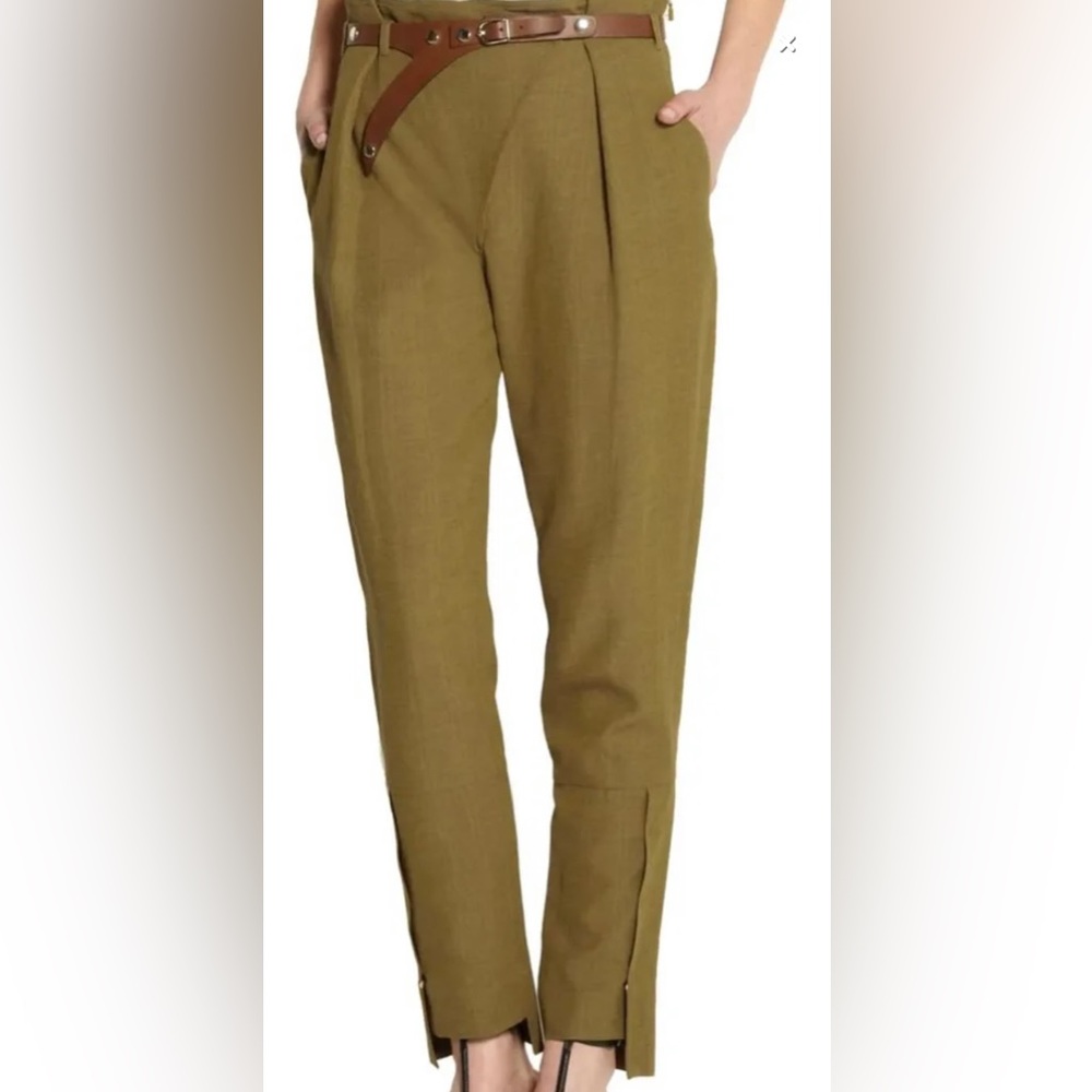 Chloé Khaki Tan Green Tapered Trouser Made in Italy Size 40